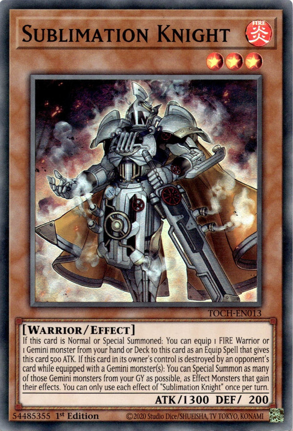 Yugioh Sublimation Knight TOCH-EN013 Super Rare 1st Edition LP