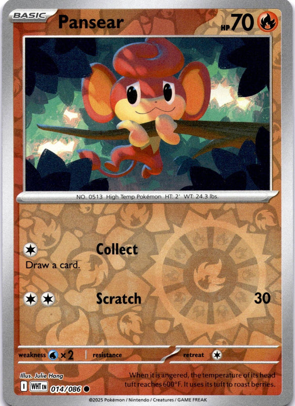 Pokemon Pansear 014/086 White Flare Reverse Holo NM