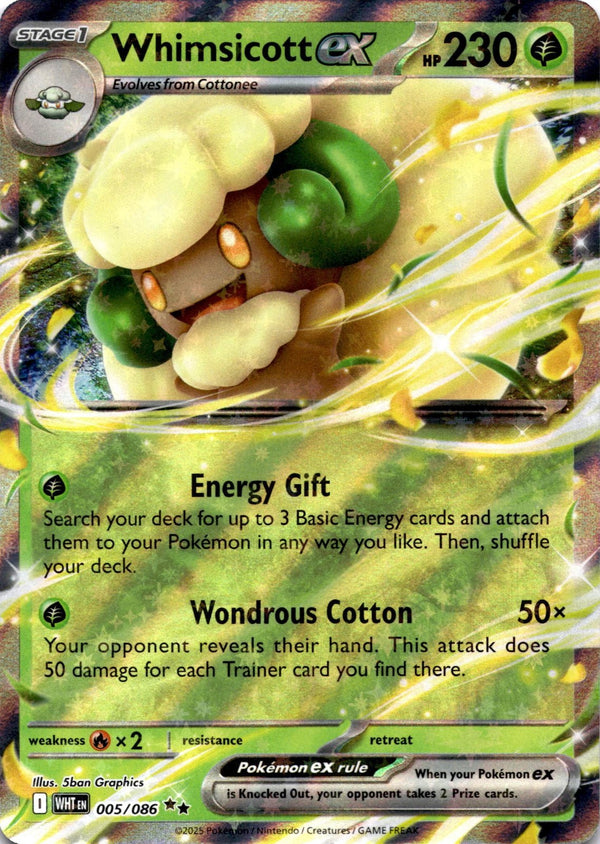 Pokemon Whimsicott ex 005/086 White Flare Full Art Holo NM