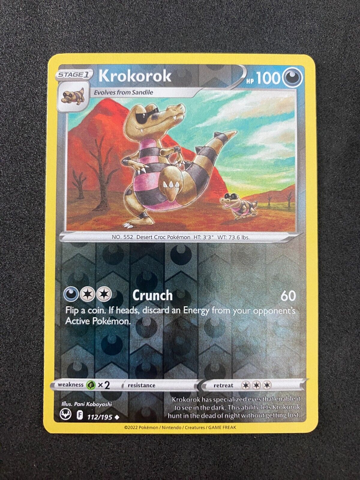 Pokemon Krokorok 112/195 Silver Tempest Reverse Holo NM-M