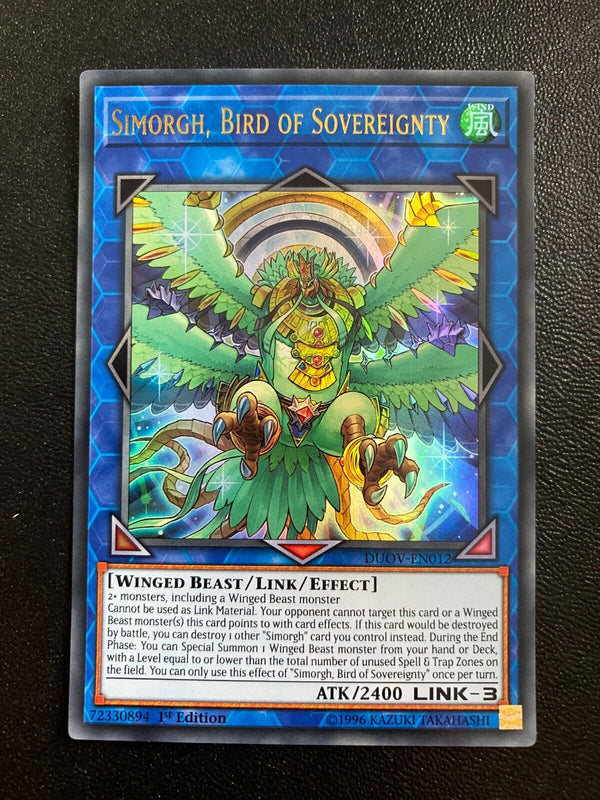 Yugioh Simorgh, Bird of Sovereignty DUOV-EN012 Ultra Rare 1st Edition NM