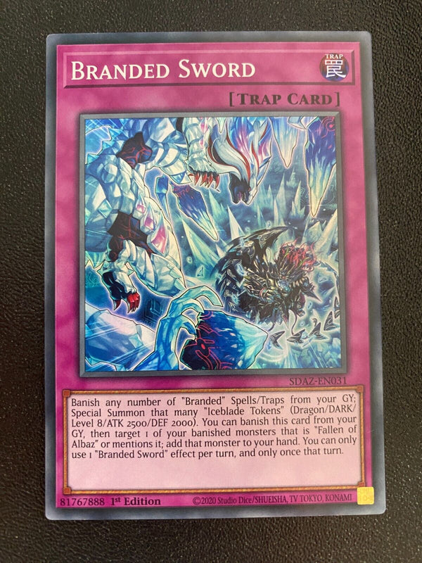 Yugioh Branded Sword SDAZ-EN031 Super Rare 1st Edition NM