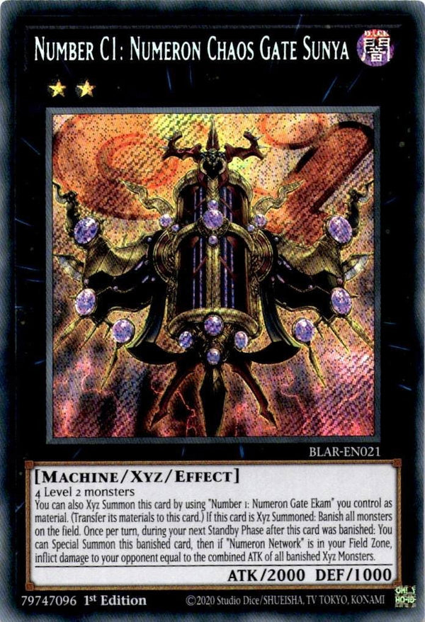 Yugioh Number C1: Numeron Chaos Gate Sunya BLAR-EN021 Secret Rare 1st Ed VLP/NM