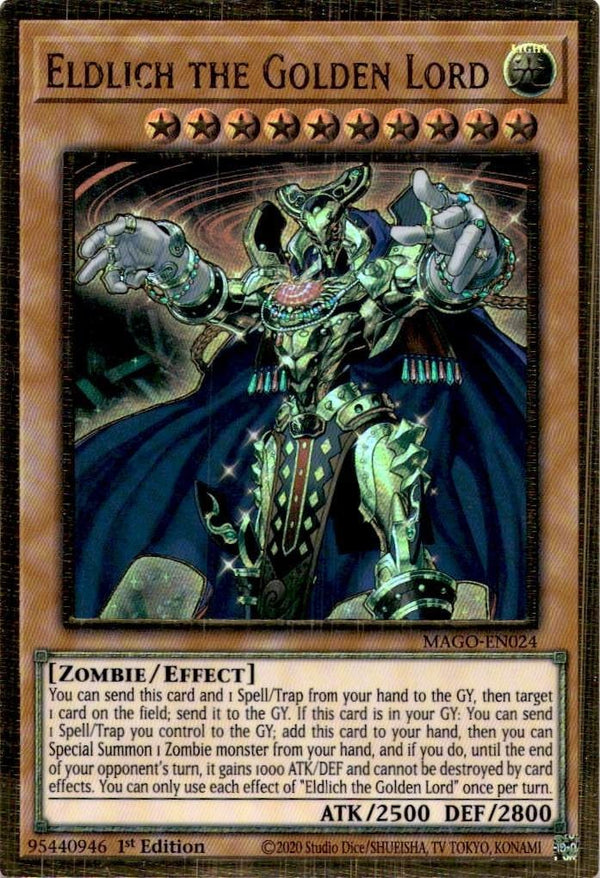 Yugioh Eldlich the Golden Lord MAGO-EN024 Premium Gold Rare 1st Edition LP