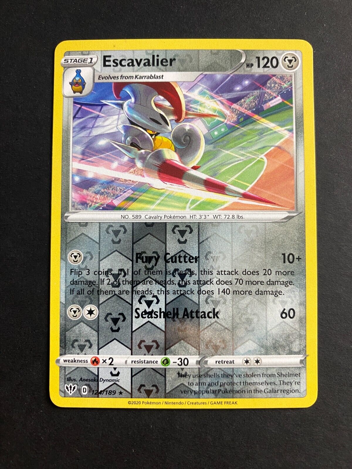 Pokemon Escavalier 124/189 Darkness Ablaze Reverse Holo NM