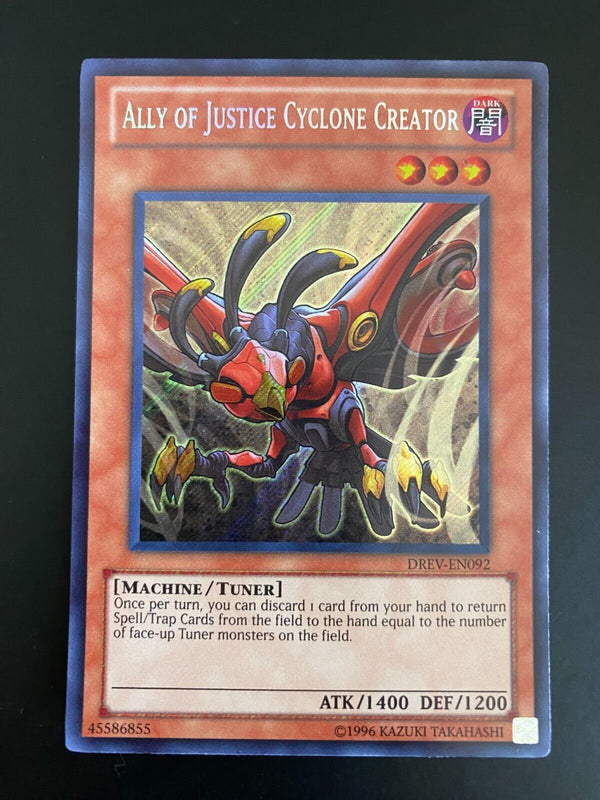 Yugioh Ally of Justice Cyclone Creator DREV-EN092 Secret Rare Unlimited Ed LP