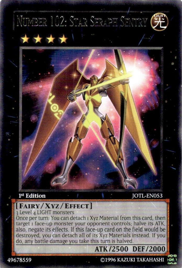 Yugioh Number 102: Star Seraph Sentry JOTL-EN053 Rare 1st Edition MP (CREASE)