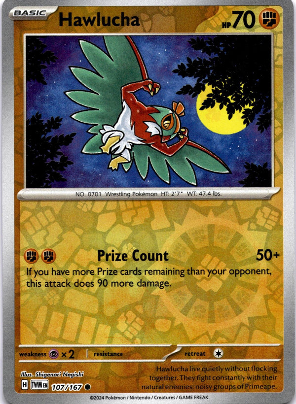 Pokemon Hawlucha 107/167 Twilight Masquerade Reverse Holo NM