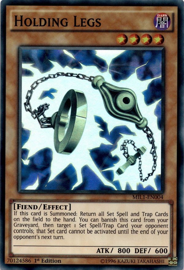 Yugioh Holding Legs MIL1-EN004 Super Rare 1st Edition LP