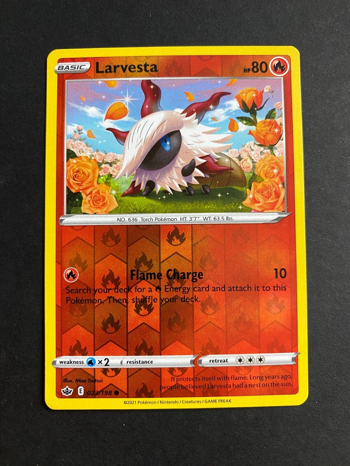 Pokemon Larvesta 023/198 Chilling Reign Reverse Holo NM