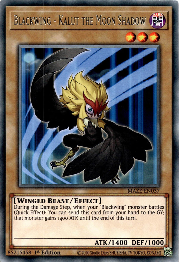 Yugioh Blackwing - Kalut the Moon Shadow MAZE-EN037 Rare 1st Edition NM