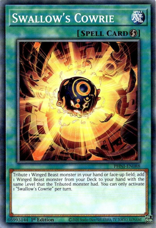 Yugioh Swallow's Cowrie PHNI-EN088 Common 1st Edition NM