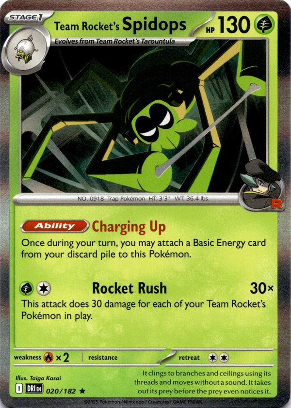 Pokemon Team Rocket's Spidops 020/182 Destined Rivals Holo NM