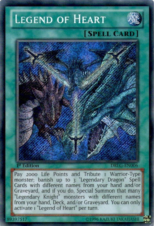 Yugioh Legend of Heart DRLG-EN006 Secret Rare 1st Edition NM
