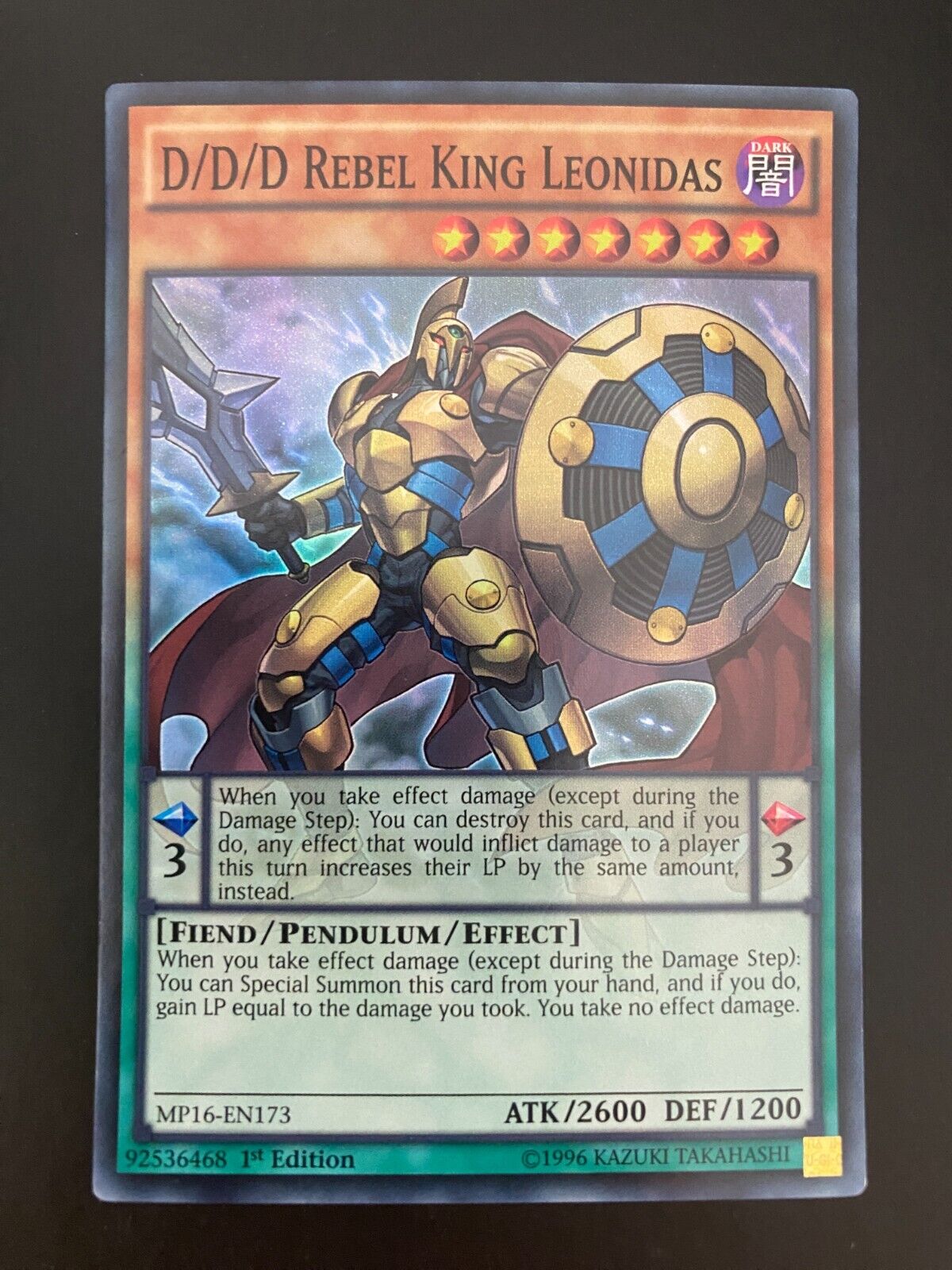 Yugioh D/D/D Rebel King Leonidas MP16-EN173 1st Edition NM