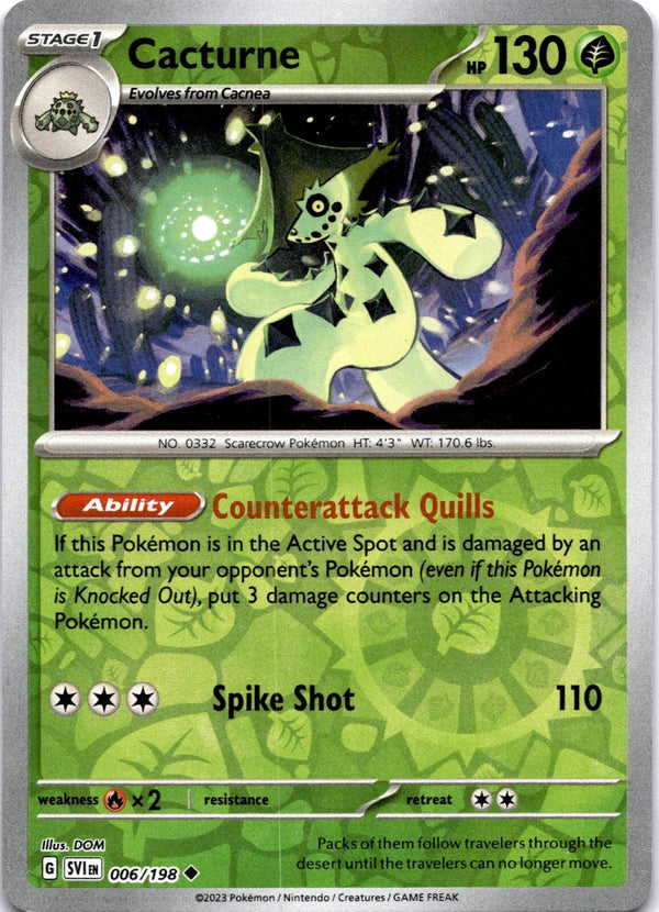 Pokemon Cacturne 006/198 Scarlet Violet Base Reverse Holo NM