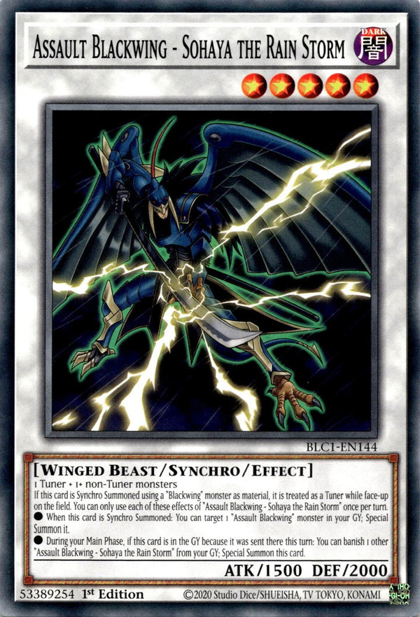 Yugioh Assault Blackwing - Sohaya the Rain Storm BLC1-EN144 Common 1st Edi NM
