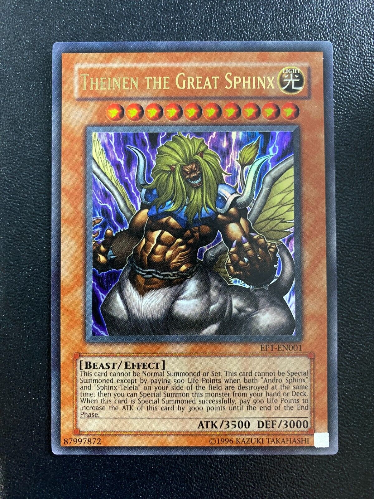 Yugioh Theinen the Great Sphinx EP1-EN001 Ultra Rare Unlimited Edition LP