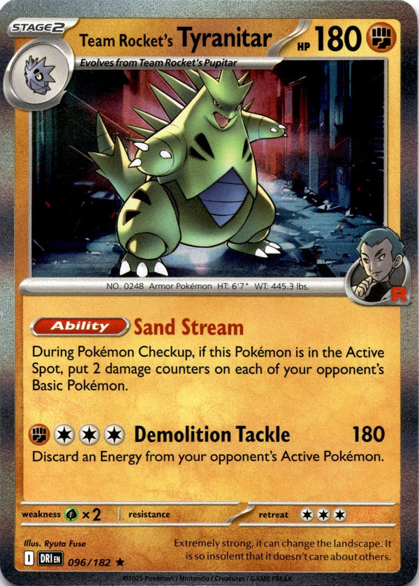 Pokemon Team Rocket's Tyranitar 096/182 Destined Rivals Holo NM