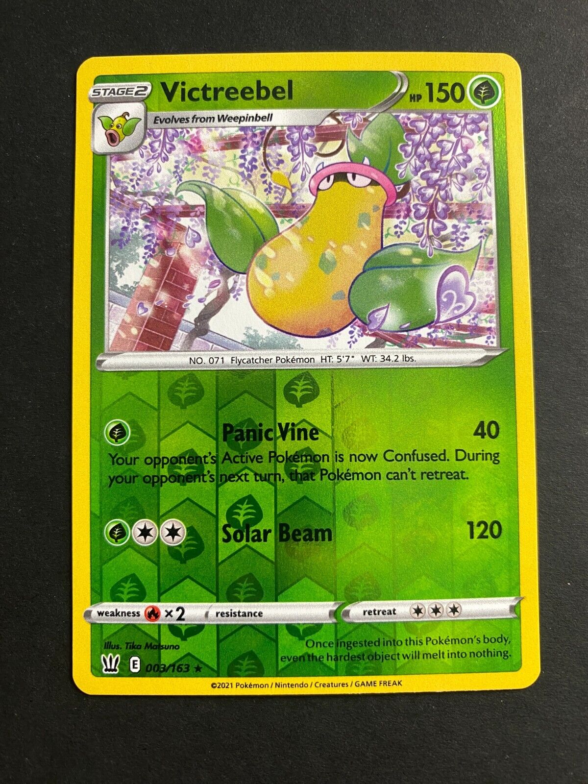 Pokemon Victreebel 003/163 Battle Styles Reverse Holo NM