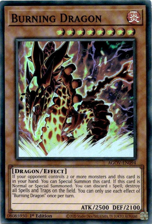 Yugioh Burning Dragon AGOV-EN094 Super Rare 1st Edition NM