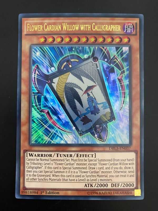 Yugioh Flower Cardian Willow with Calligrapher DRL3-EN037 Ultra Rare 1st Ed NM