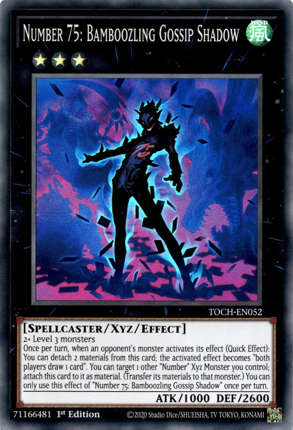 Yugioh Number 75: Bamboozling Gossip Shadow TOCH-EN052 Super Rare 1st Ed VLP/NM