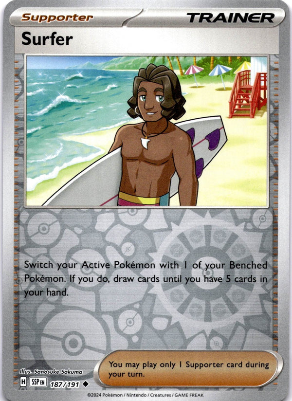 Pokemon Surfer 187/191 Suring Sparks Reverse Holo NM