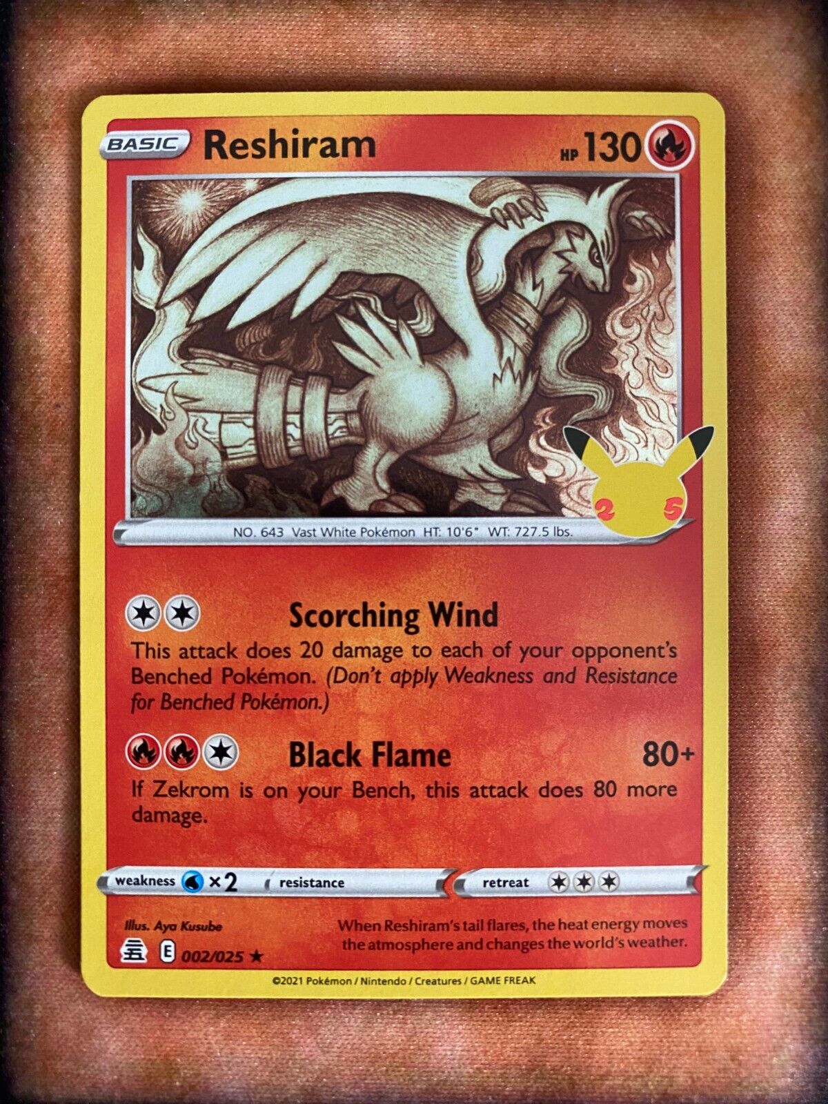 Pokemon Reshiram 002/025 Celebrations Holo NM