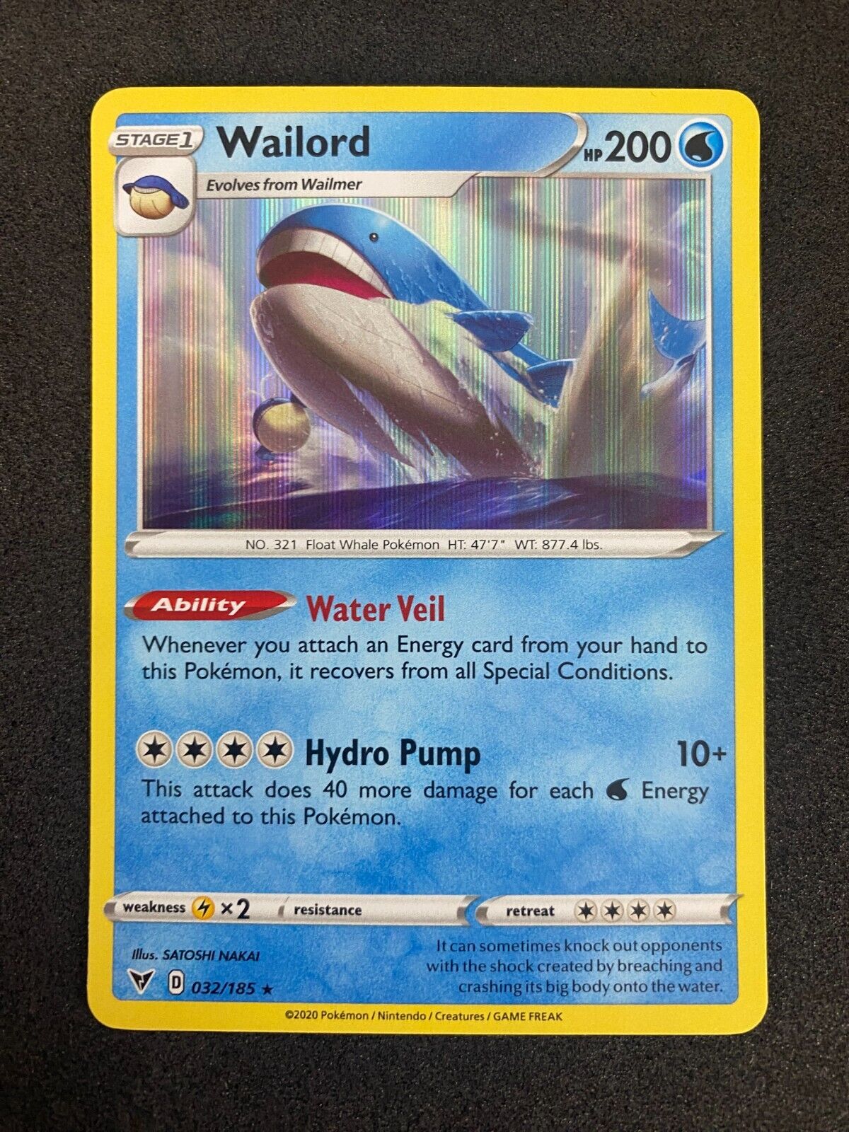 Pokemon Wailord 032/185 Vivid Voltage Holo NM