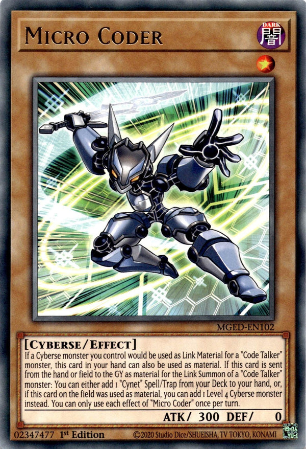 Yugioh Micro Coder MGED-EN102 Rare 1st Edition NM