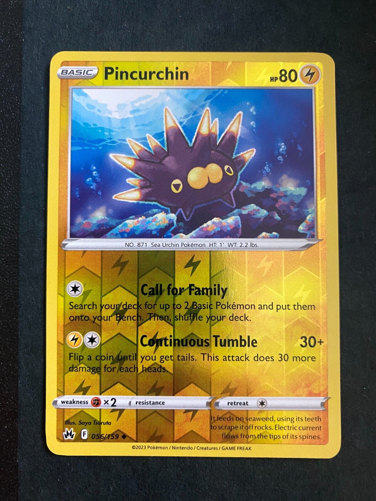 Pokemon Pincurchin 056/159 Crown Zenith Reverse Holo NM