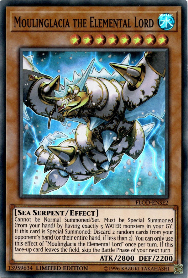 Yugioh Moulinglacia the Elemental Lord FLOD-ENSE2 Super Rare Limited Edition MP