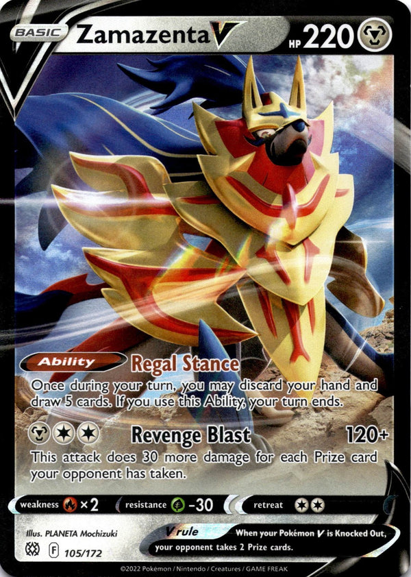 Pokemon Zamazenta V 105/172 Brilliant Stars Full Art Holo NM