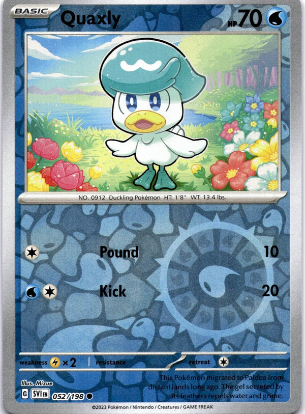 Pokemon Quaxly 052/198 Scarlet Violet Base Reverse Holo VLP/NM