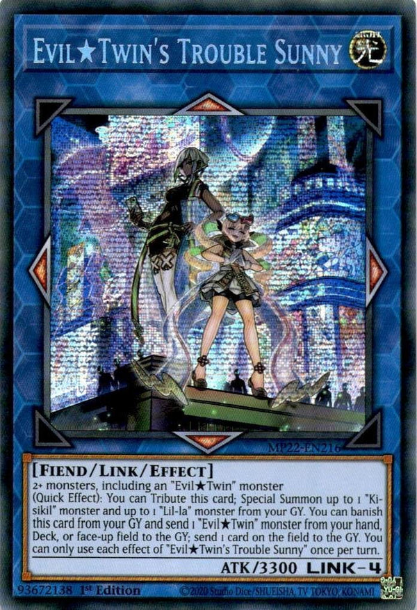 Yugioh Evil?Twin's Trouble Sunny MP22-EN216 Secret Rare 1st Edition VLP/NM