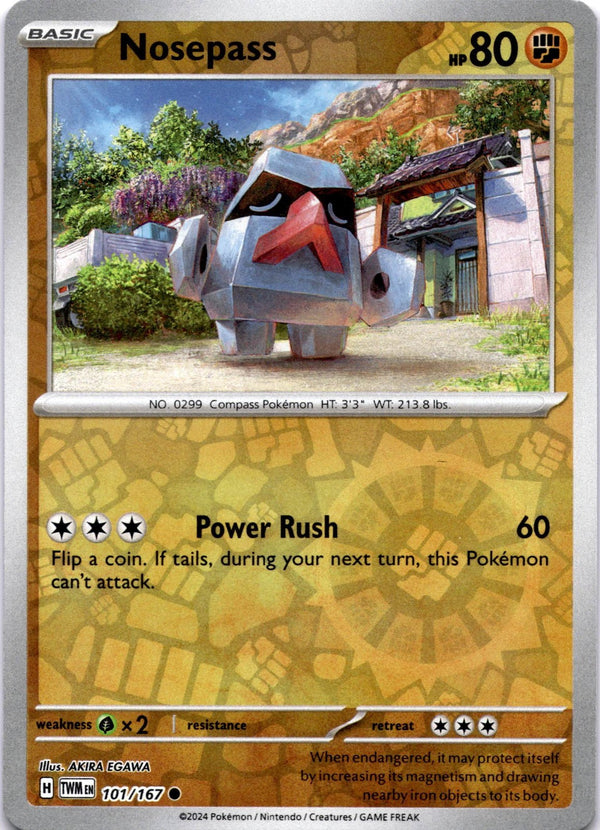 Pokemon Nosepass 101/167 Twilight Masquerade Reverse Holo NM