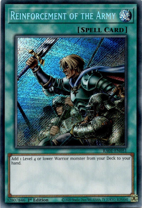 Yugioh Reinforcement of the Army RA01-EN051 Secret Rare 1st Edition NM