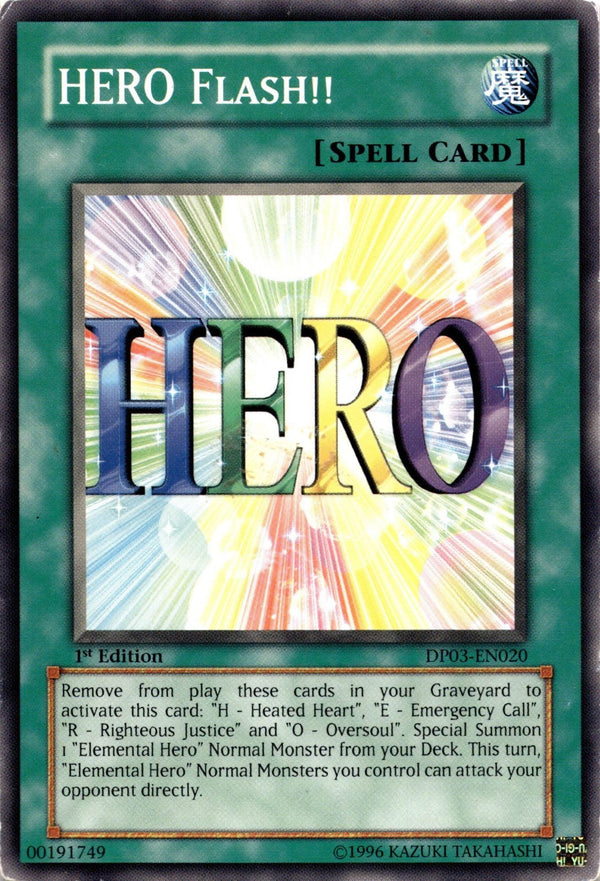 Yugioh Hero Flash!! DP03-EN020 Common Unlimited Edition DAMAGED