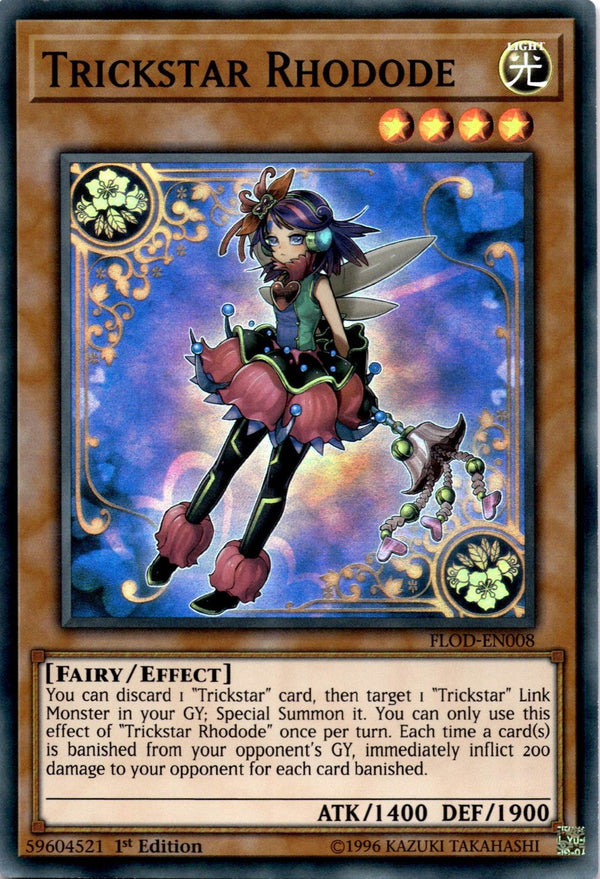 Yugioh Trickstar Rhodode FLOD-EN008 Super Rare 1st Edition VLP/NM