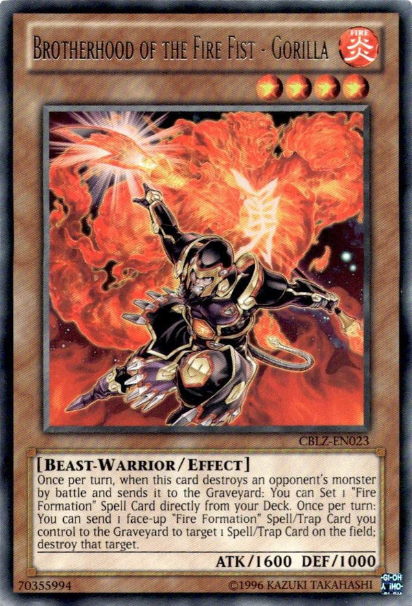 Yugioh Brotherhood of the Fire Fist - Gorilla CBLZ-EN023 Rare Unlimited Ed LP