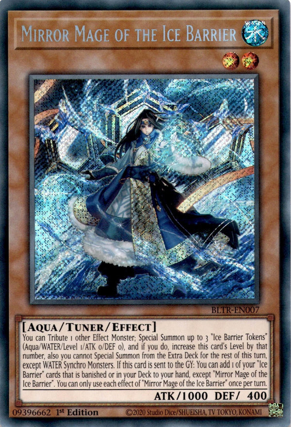 Yugioh Mirror Mage of the Ice Barrier BLTR-EN007 Secret Rare 1st Edition NM