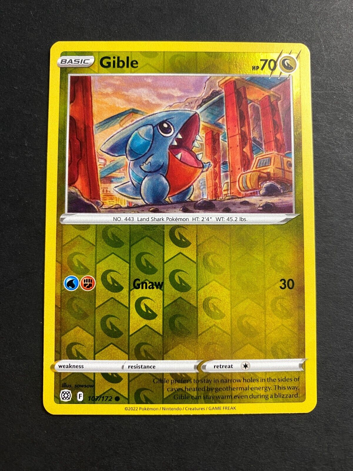 Pokemon Gible 107/172 Brilliant Stars Reverse Holo NM