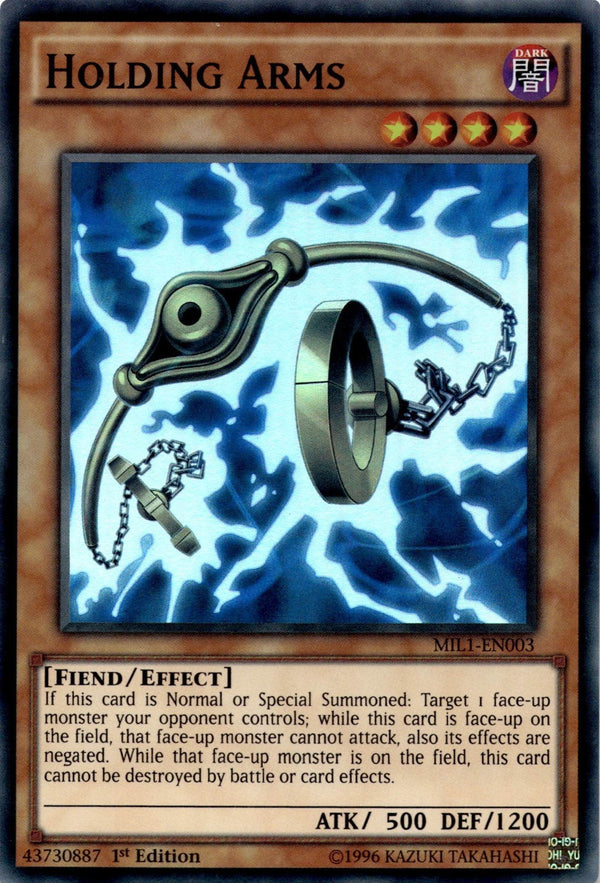 Yugioh Holding Arms MIL1-EN003 Super Rare 1st Edition MP