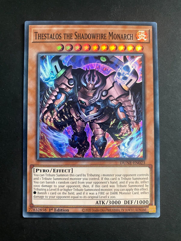 Yugioh Thestalos the Shadowfire Monarch DUNE-EN023 Super Rare 1st Edition NM