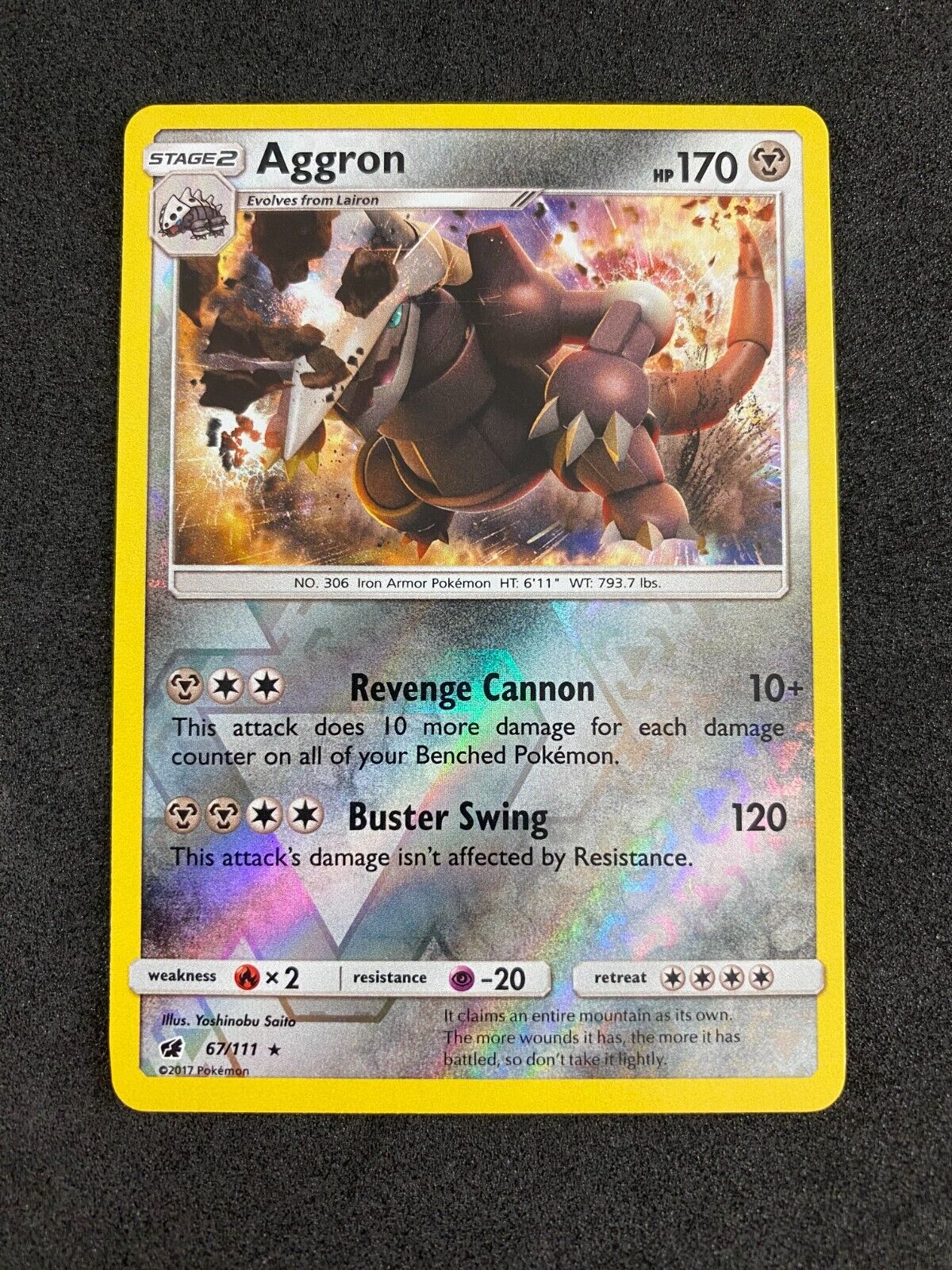 Pokemon Aggron 67/111 Crimson Invasion Reverse Holo NM