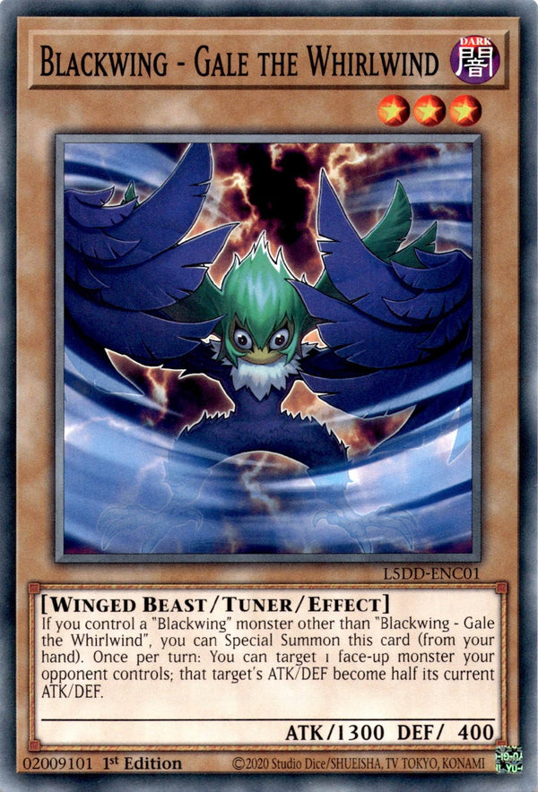 Yugioh Blackwing - Gale the Whirlwind L5DD-ENC01 Common 1st Edition NM