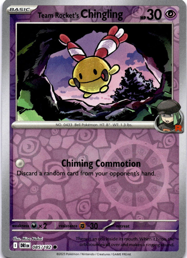 Pokemon Team Rocket's Chingling 085/182 Destined Rivals Reverse Holo NM