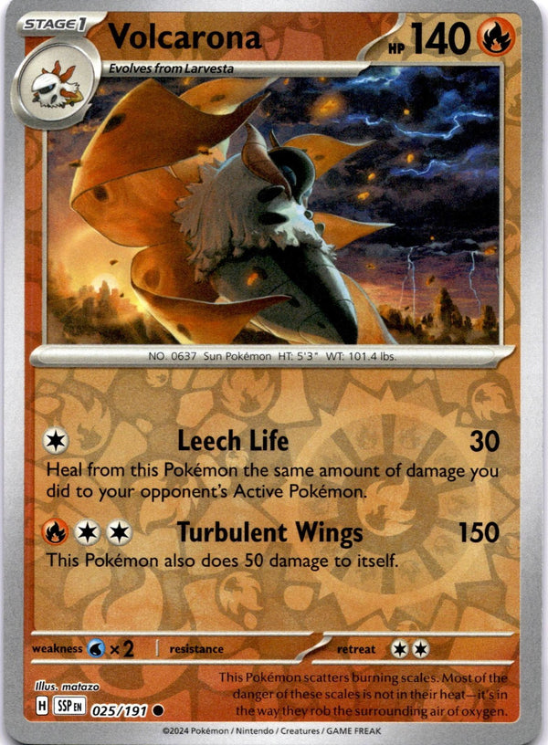 Pokemon Volcarona 025/191 Surging Sparks Reverse Holo NM