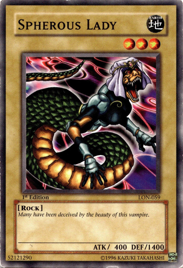 Yugioh Spherous Lady LON-059 Common 1st Edition HP/MP